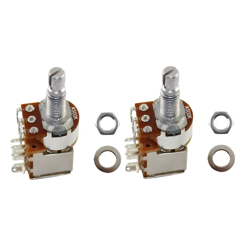 RTENTE-2Pcs A500K Ohm Brass Pots Metric Metric Split Standard Shaft Potentionmeter Volume Tone For Guitar Accessories