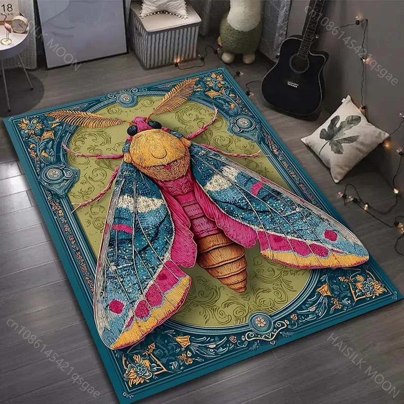 Multiple sizes Colorful Moth Art Design Carpet for Living Room Bedroom Sofa Home Decor Rus Non-slip Floor Mat Luxury Gift
