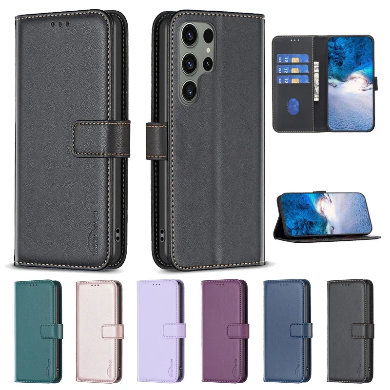 SamsungS23 Case Leather Wallet Flip Case For Samsung Galaxy S23 Ultra/S23+/S23 Plus 5G S911B S918B S916B Cover Coque Funda Shell