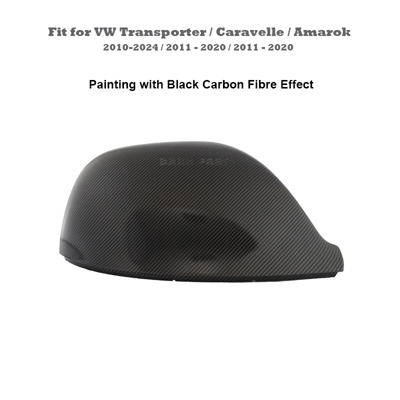 Black Gloss Carbon Fibre Painting Mirror Covers Caps Housings Fit for VW Transporter / Caravelle / Amarok