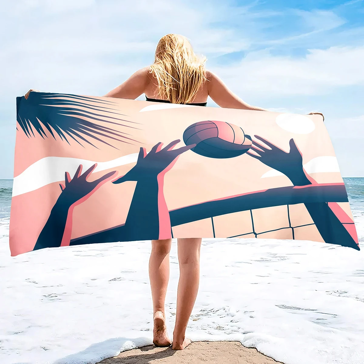 Volleyball Beach Towel Bathroom Swimming Quick Dry Warm Towels Women Men Volleyball Sports Style Outdoor Camping Blanket