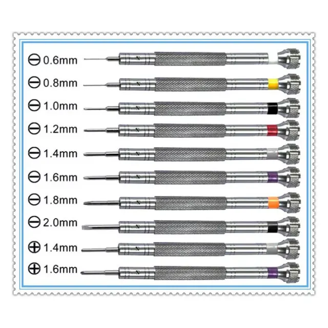 10 SZTUK Profesjonalny zestaw śrubokrętów do zegarków KWONG YUEN Micro Precision Glasse Repair Kit 0.6-2.0MM do okularów przeciwsłonecznych Watchmaker