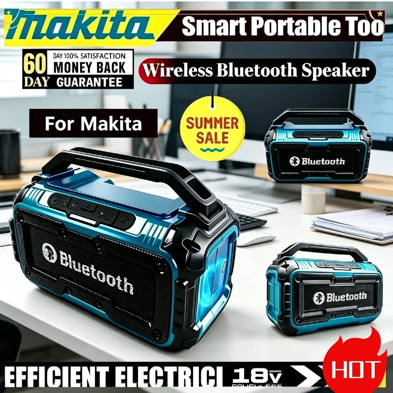 

Makita Portable Bluetooth Speaker Dual Channel Surround Loudspeaker Wireless Heavy Bass Subwoofer Outdoor Speaker Compatible