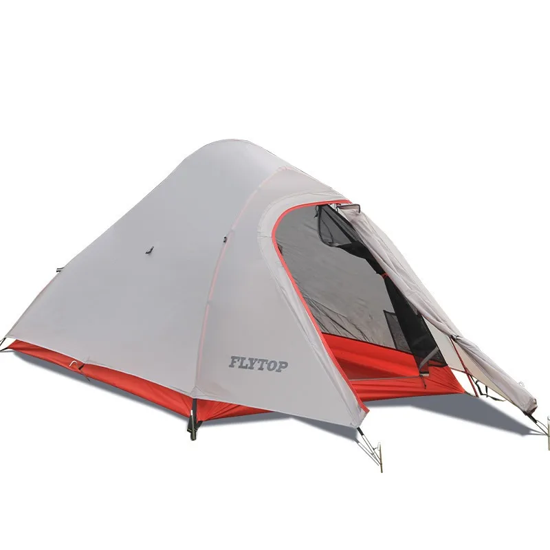 Feituo-outdoor camping tent, nylon, silicone coated, double layer, aluminum pole, rainstorm proof, single pole light