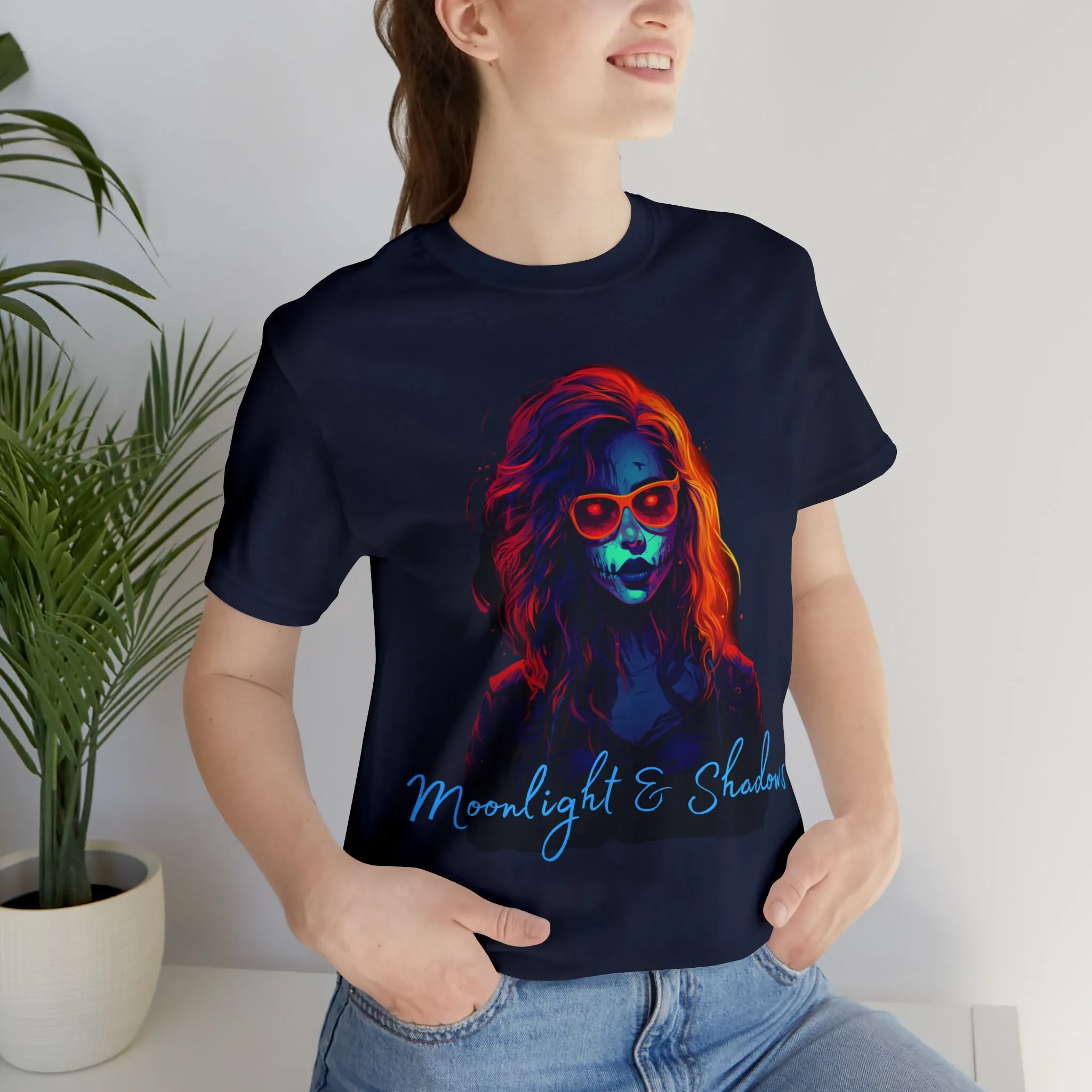 

Halloween SpiriT T Shirt Moonlight and Shadow s Gothic Red Eyed Beauty