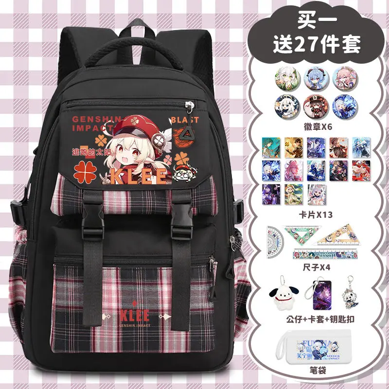 Anime Game GS Impact Cos Shenhe Klee Zhongli Kaedehara Kazuha Etc. Unisex New 2024 Japanese Style Simple Beautiful Backpack Gift