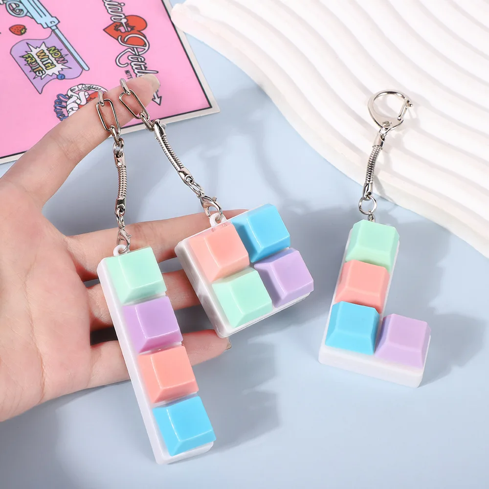 Keyboard Key Chain Keyboard Caps Toy Press Stress Relief Diy Button Finger Keyboard Caps Keychain Keyring Key Holder Small Gifts