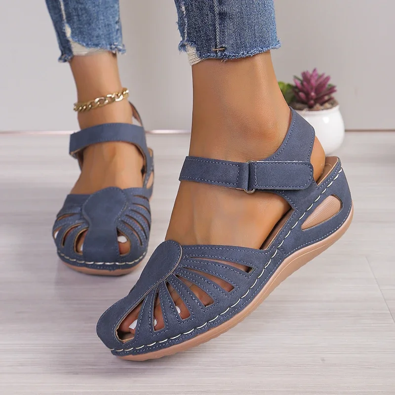 Women\'s Sandals 2024 Hot Sale Wedge Thick Bottom Beach Sandals Women Summer Outdoor Walking Casual Shoes Female Large Size 43