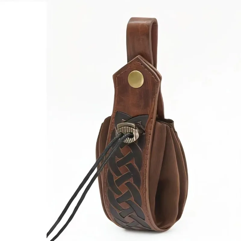 Viking Leather Belt Set - Real Medieval Waistband with Pouch for Halloween & Renaissance Fair (Brown/Black)