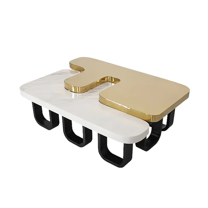 Italian light luxury high-end coffee table living room home modern designer creative solid wood metal tea table