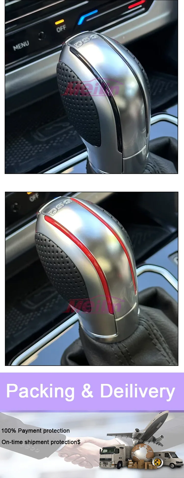 Wildleder-Schaltknaufabdeckung mit DSG-Emblem für VW Golf 6 Golf 7 R GTI Passat B7 B8 CC R20 Jetta MK6 GLI – Detail 2