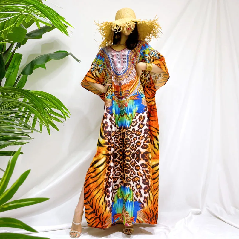 ملابس شاطئ نسائية صيفية جديدة مطبوعة متقدمة من Vaion مقاس كبير مقاس كبير للتخسيس V-Ne n Sle ماكسي Dr