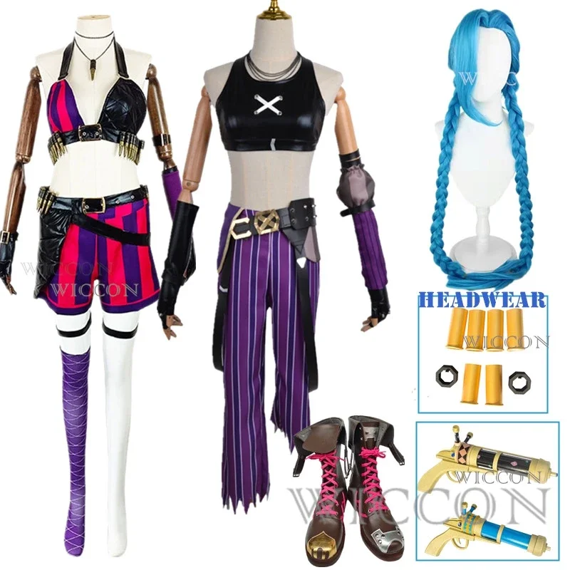 Anime Game lol arcane cosplay costume crit Loli jinx cosplay loose canon cosplay costume sexy wig costume women carnival costume