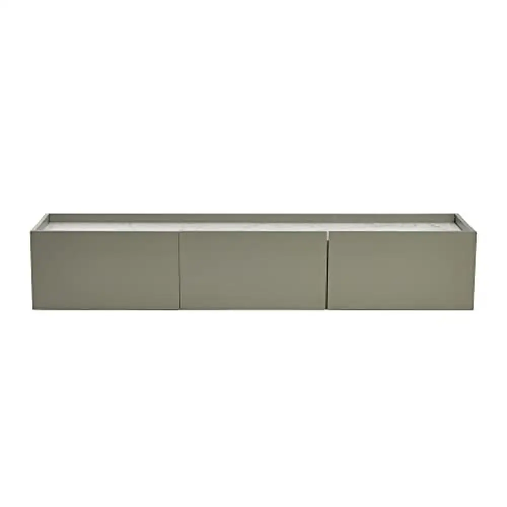 Madeira flutuante Console Cabinet com efeito de mármore, Top e 3 portas drop-down