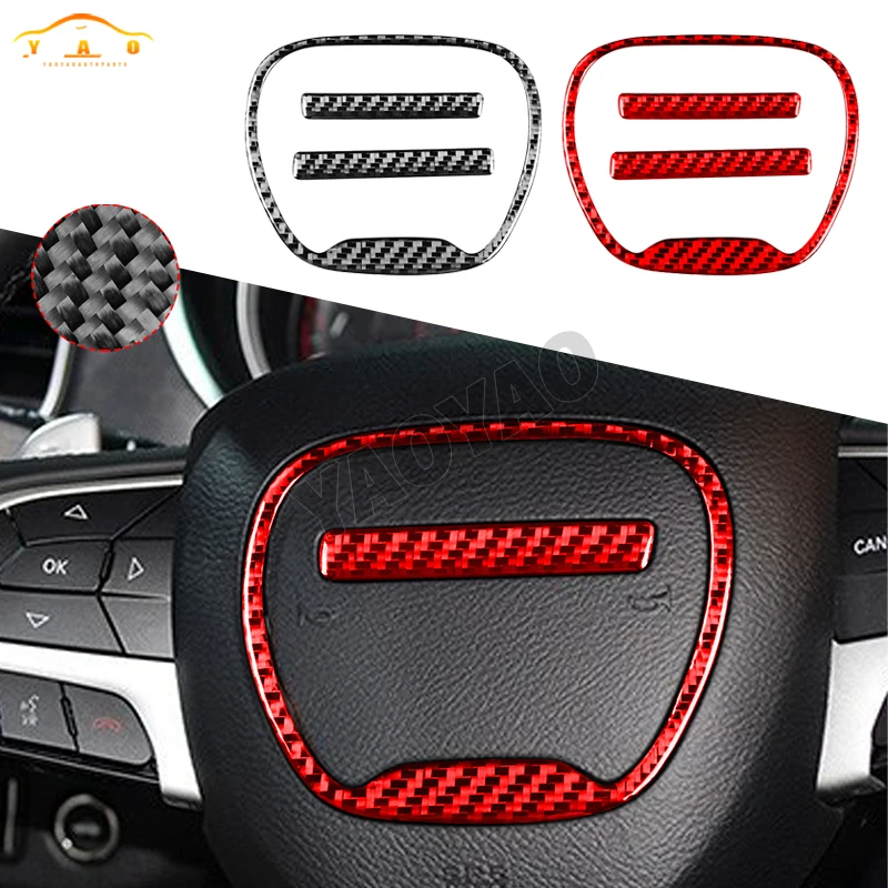  For Dodge Charger Challenger SRT 2015-2020 Carbon Fiber Steering Wheel Interior Trim Emblem Sticker Car Accessories