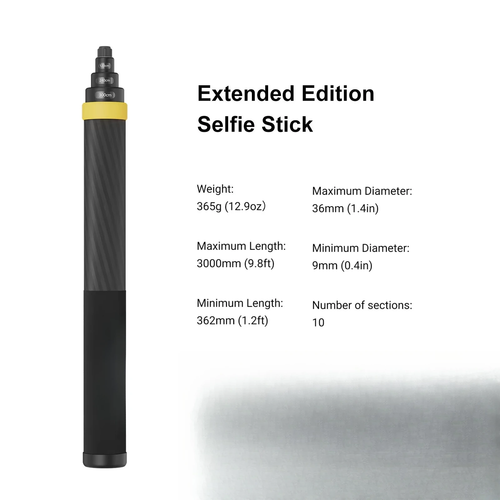 360 3m Invisible Carbon Fiber Selfie Stick for Insta360 X5 X4/X3 GO 3S 3 2 GO Ultra Sport Camera