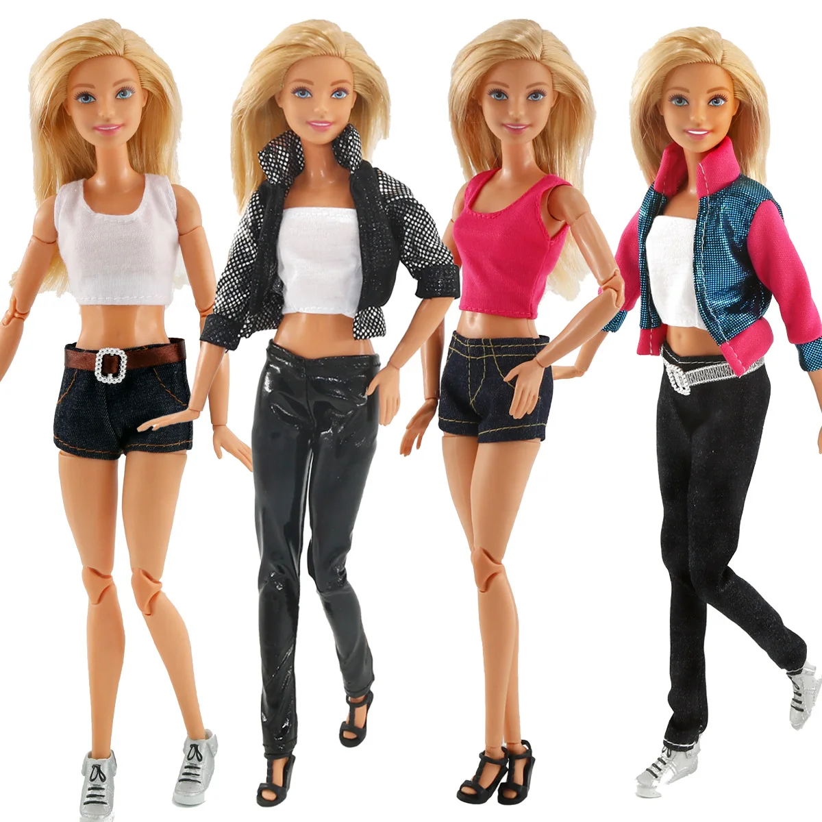 Handmade 11Inch Barbie Doll Dress Up Set Jeans Casual Dolls Clothes Diy Groovy Girls Toys Retro Fashion Dollhouse Accessories