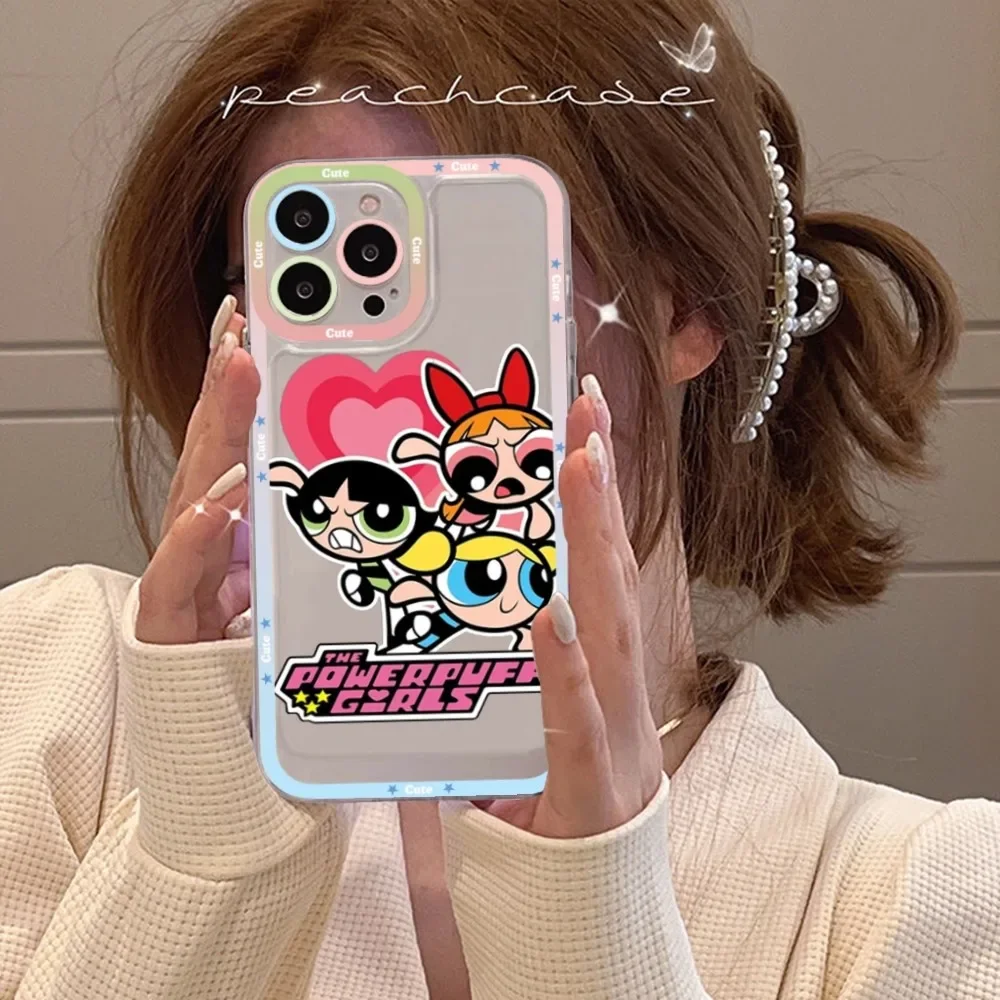 Cute-P-Powerpuffes-G-Girls Phone Case For Samsung S 20 21 22 23 Lite Plus Ultra Clear Mobile Cover Funda