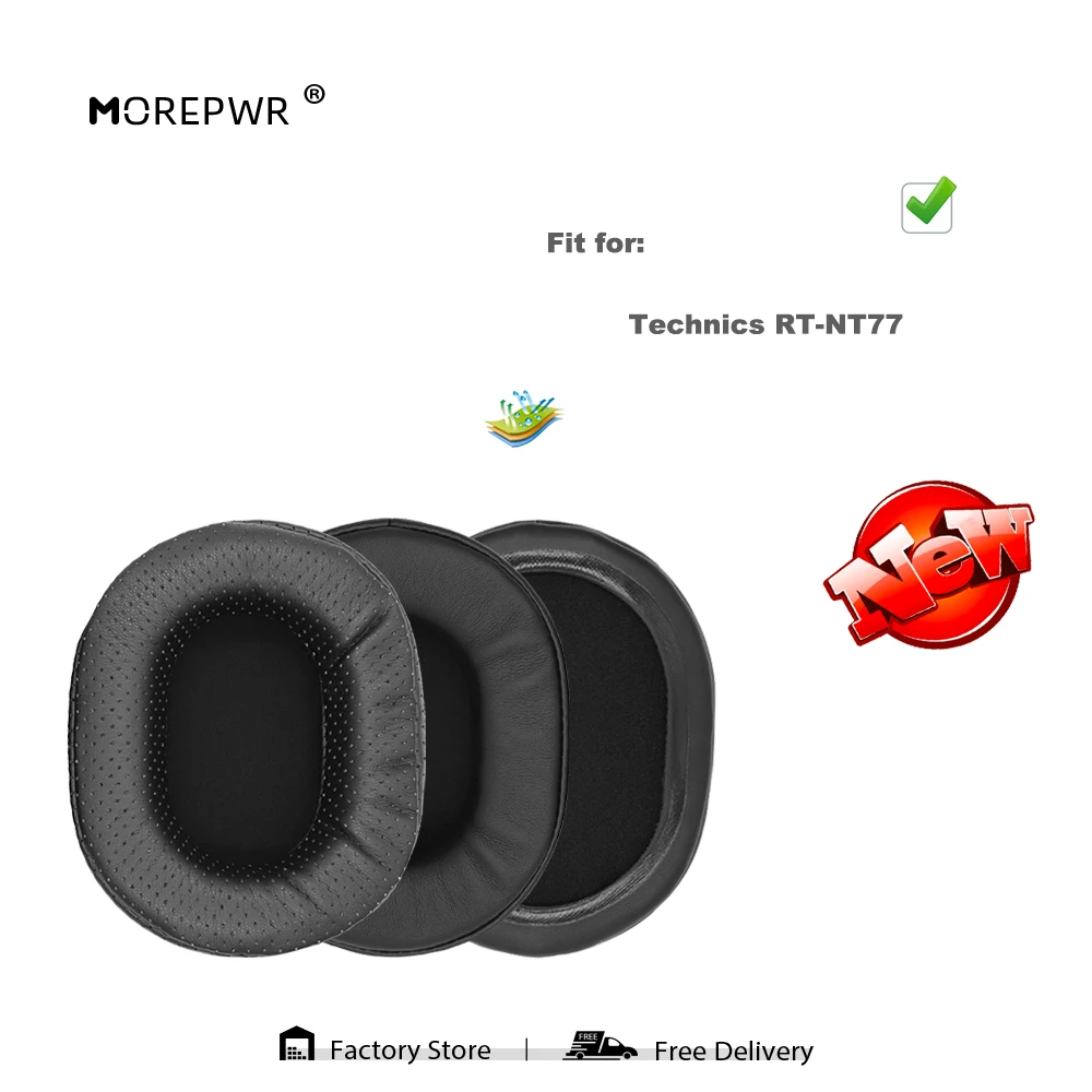 Morepwr-almohadillas de repuesto para auriculares, almohadillas de repuesto para RT-NT77, piezas de cuero, almohadillas de terciopelo para auriculares