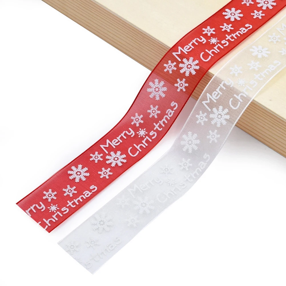 

2 Roll Home Decor Christmas Ribbon Gift Wrapping Strip Inflatable DIY Ribbons White