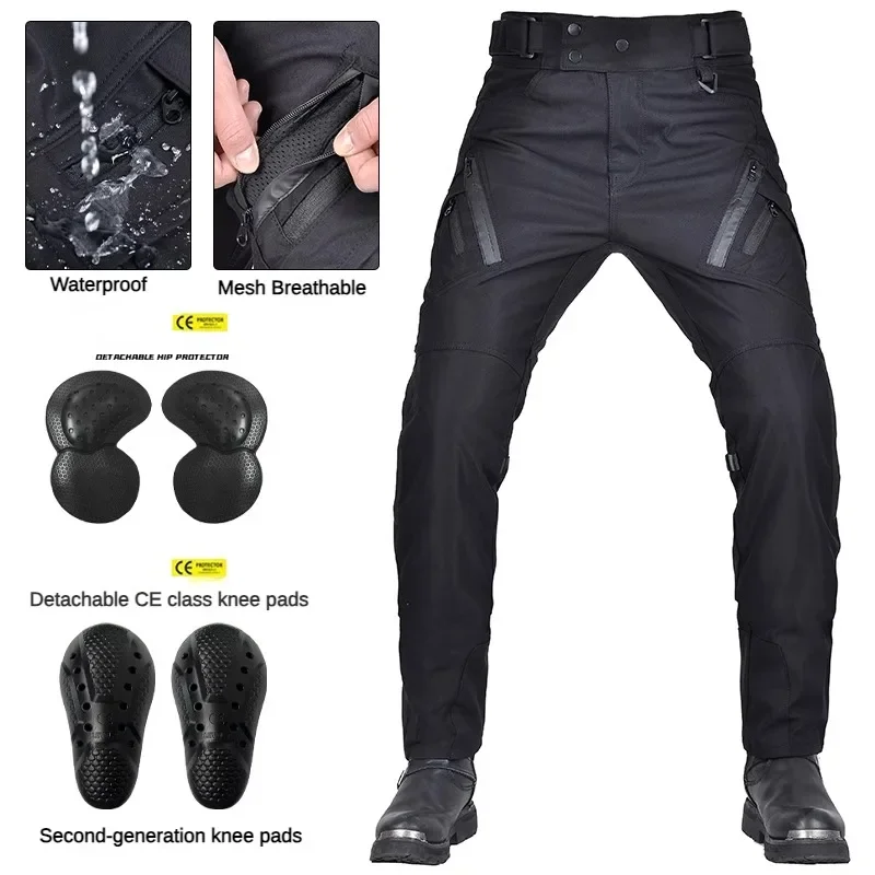 Men's Motorcycle Pants Warm FleeceWindproof Breathable Waterproof Wear-resistant Casual Pants CE2 Protector Moto Pants