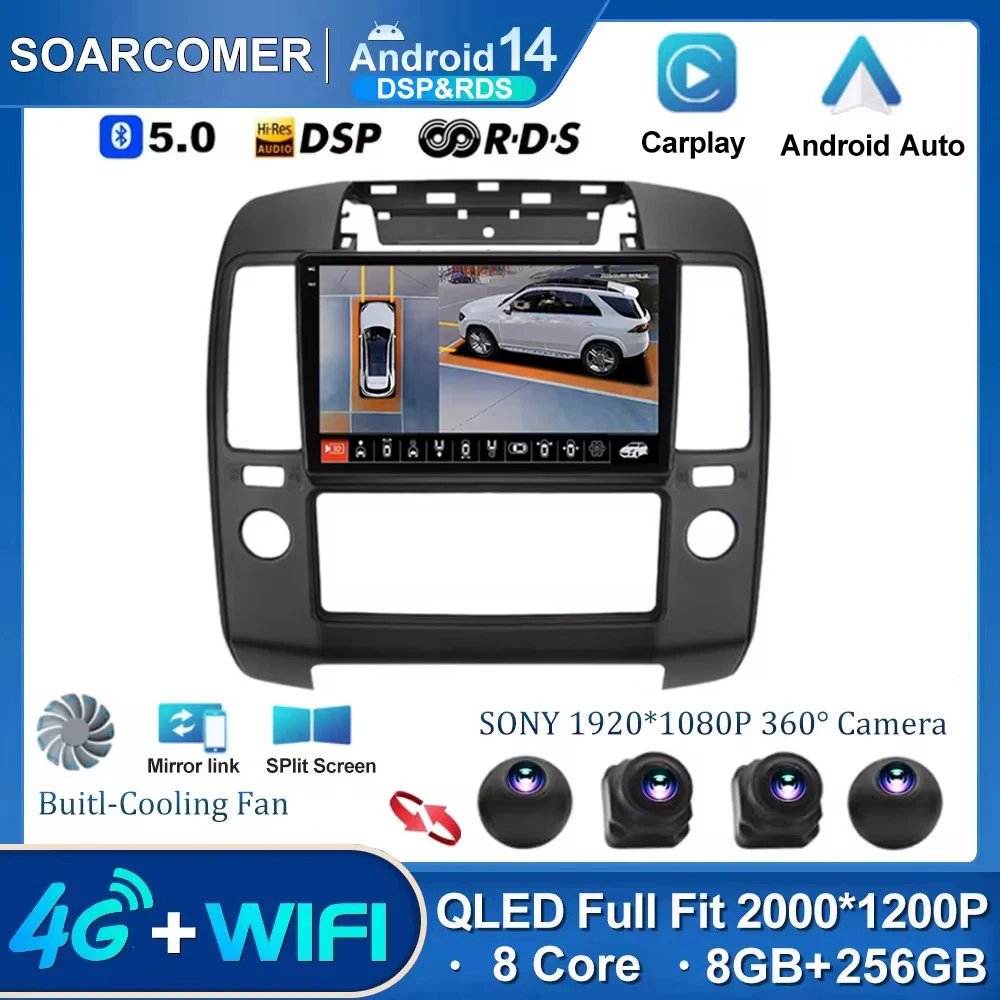 Android 14 For Nissan Navara 3 D40 2004 - 2010 Car Radio Multimedia Video Player Navigation GPS Autoradio Touchscreen Audio DVD