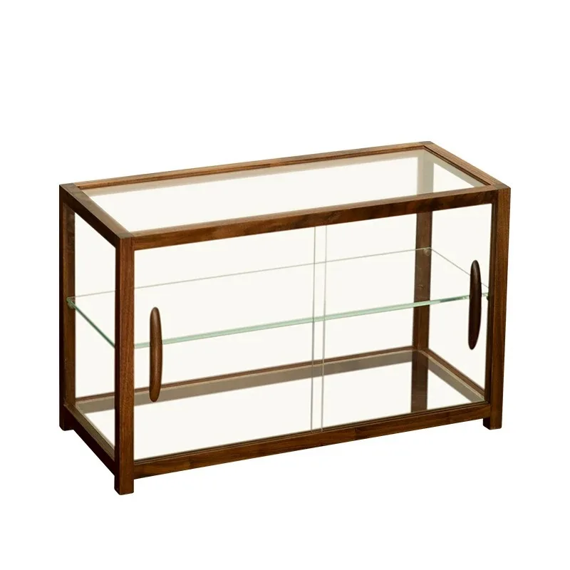 Solid wood glass Dessert bread cake coffee shop tea cup tableware figure toy display storage cabinet
