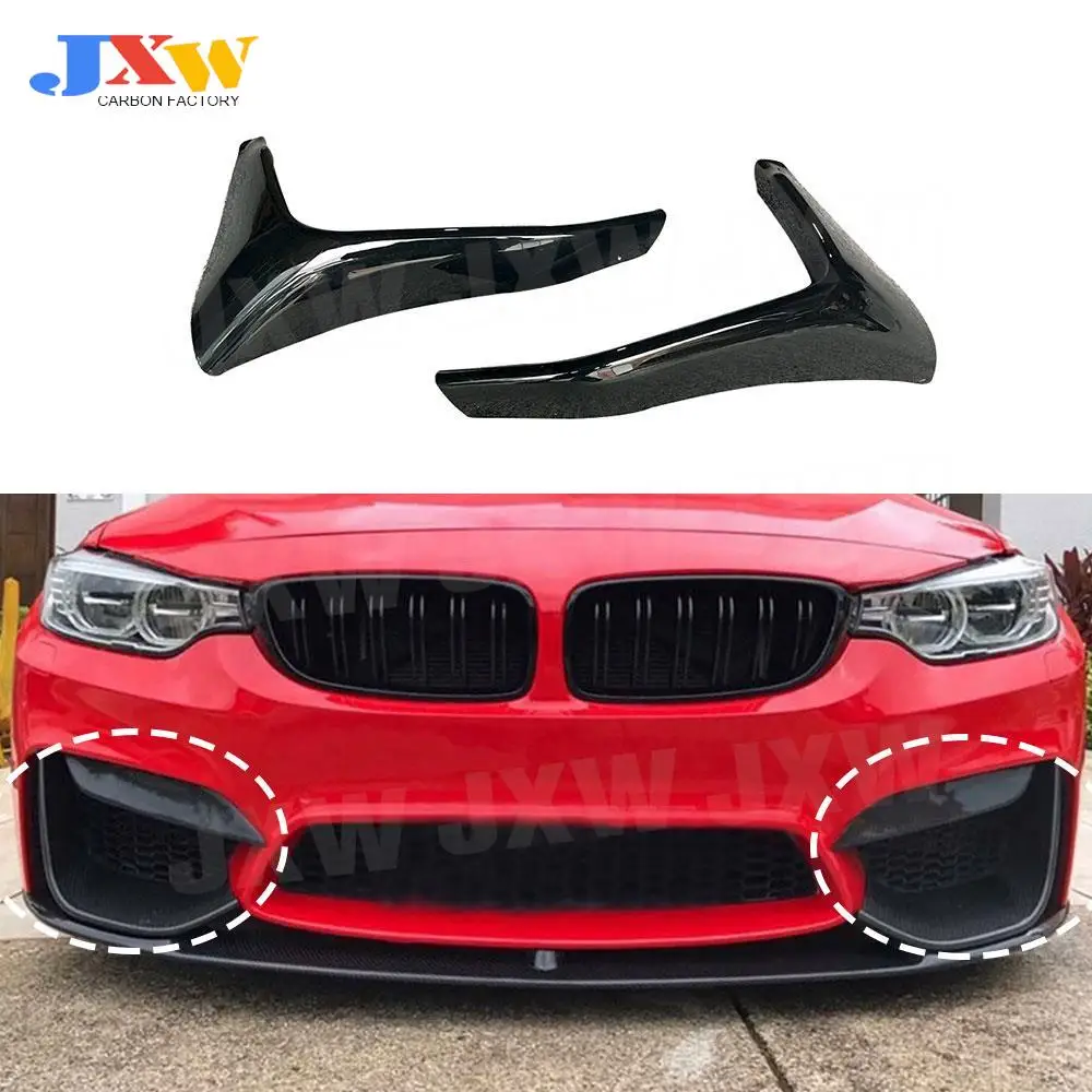 

Carbon Fiber Look Front Bumper Spoiler Splitters Aprons for BMW 3 4 Series F80 M3 F82 F83 M4 2014 - 2019 ABS Gloss black