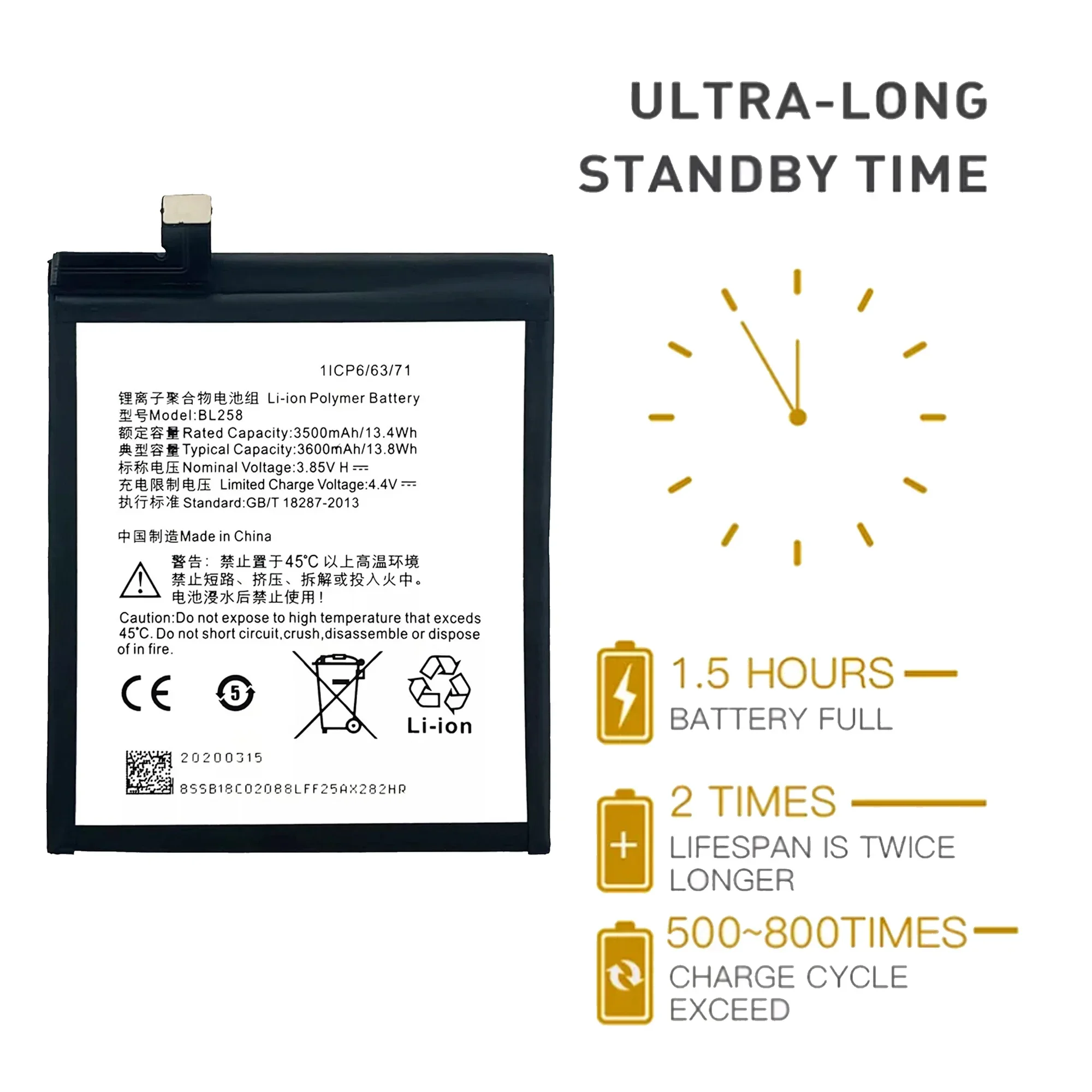 BL258 Battery For Lenovo Vibe X3 / Lemon X3 X3c50 X3c70 X3a40 Original Capacity Replacement Repair Part Mobile Phone Batteries B