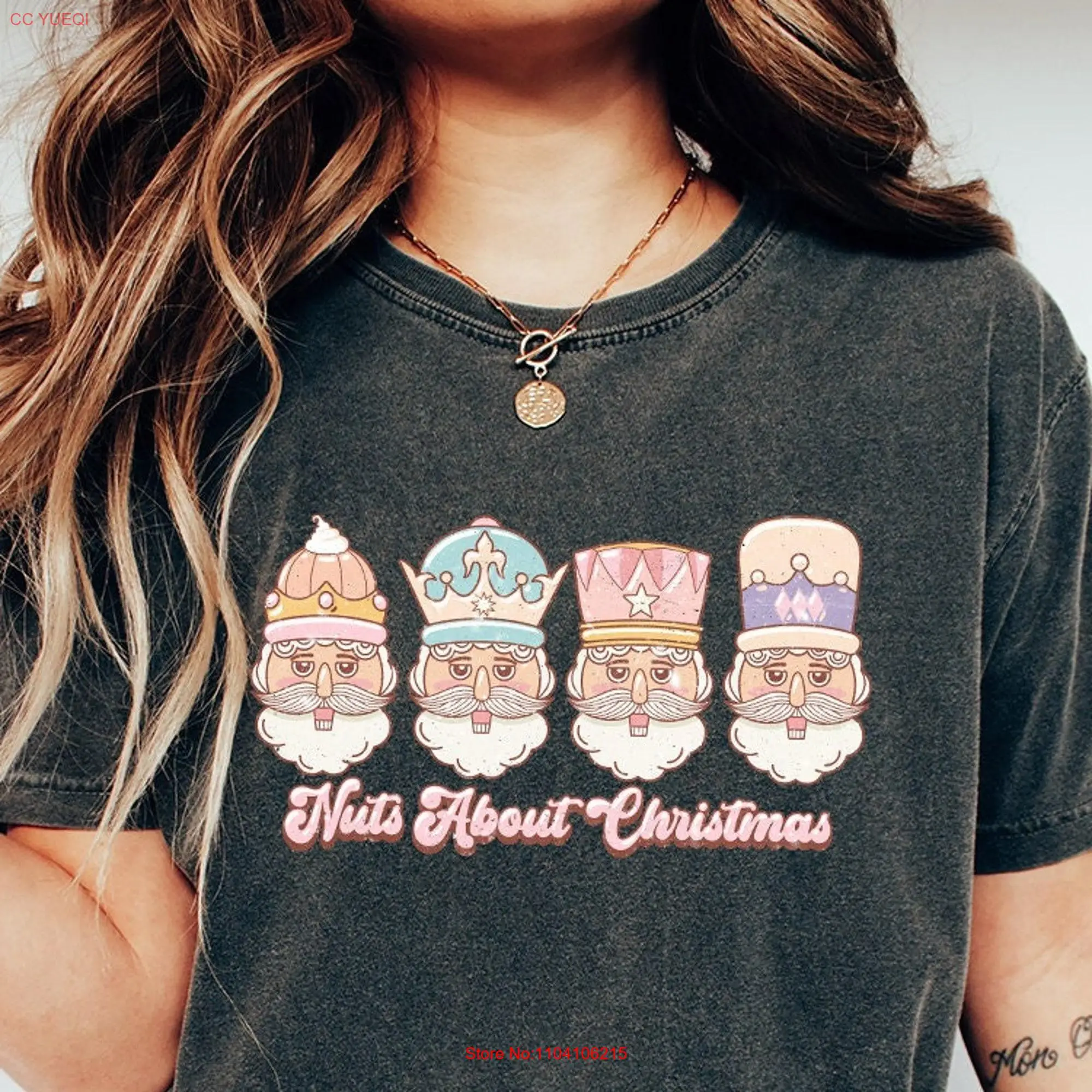 Comfort Colors Nuts About Christmas T Shirt Funny Winter Retro Nutcracker Holiday Christmast  long or short sleeves