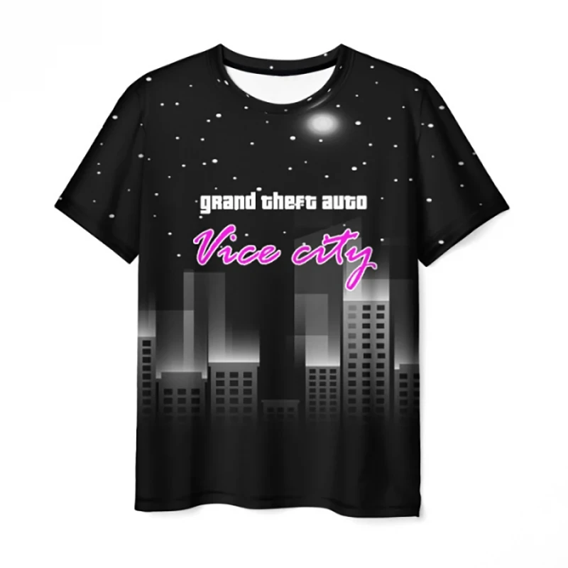 Grand Theft Auto Vice City 3D Print O-Neck T-shirt Men Fashion Casual Short Sleeve Oversized Hip-hop Harajuku Unisex Clothing