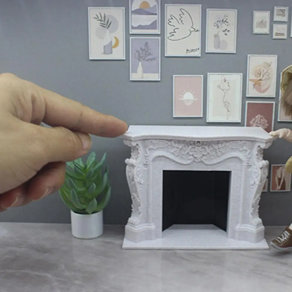 Mini Fireplace Model Toy for 1:12 Houses Realistic Pretend Play Display Fireplaces Model Accessories Photography Prop