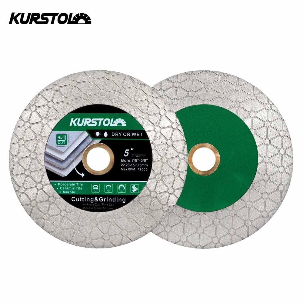 KURSTOL 1/2/5Pcs 125mm Diamond Saw Blade Double-sided Cutter For Cutting Ceramic Tile Marble 5inch Diamond Cutting Grinding Disc