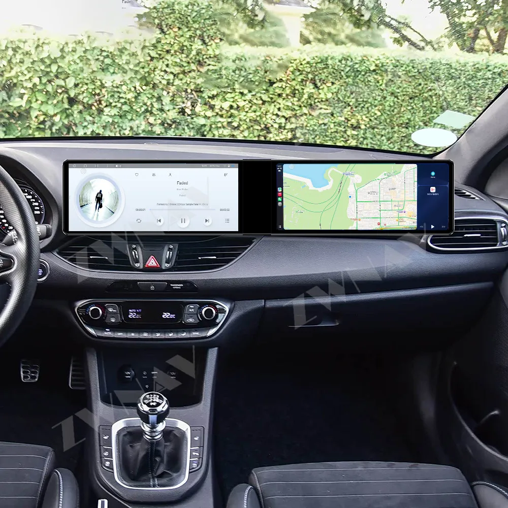 Para Hyundai i30 2017-2018 Android 13 Tela Dupla HD de 12.3 Polegadas com GPS Automotivo e Multimídia - Acessório Interno Automotivo / Central Multimí