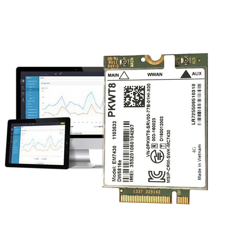 EM7430 DW5816E 4G LTE модуль + антенна GOBI6000 Комплект деталей для Dell Latitude 7280 7285 7290 7389 7390 7480 E7470 Cat6 DW5811E