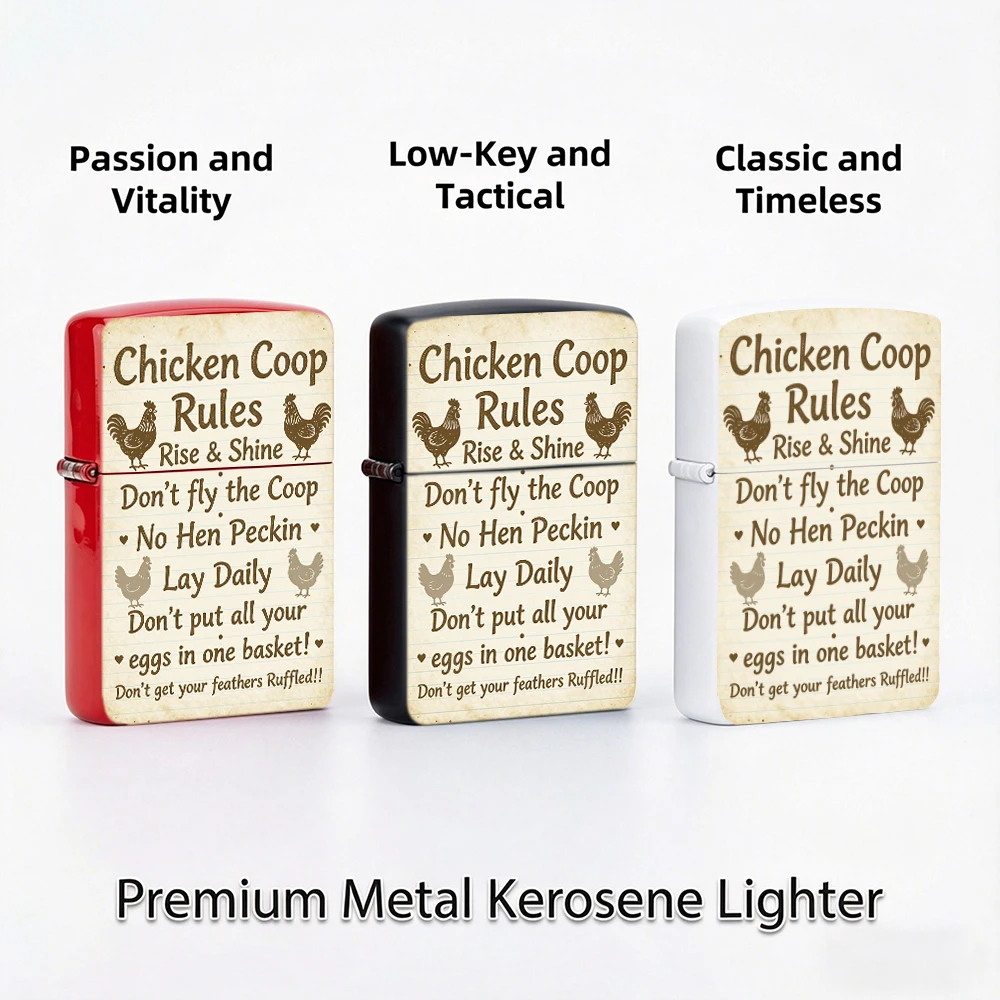 Vintage Flip Top Lighter lighters vintage Chicken Coop Rules Farm Quote Art Print lighters for smokers For Collectible Daily
