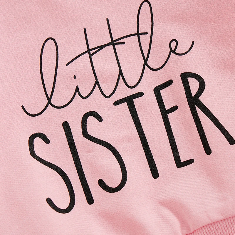 Baby und Schwester passende Outfits Letter Print Langarm Pullover Sweatshirt elastische Taille Hose für Herbst Winter