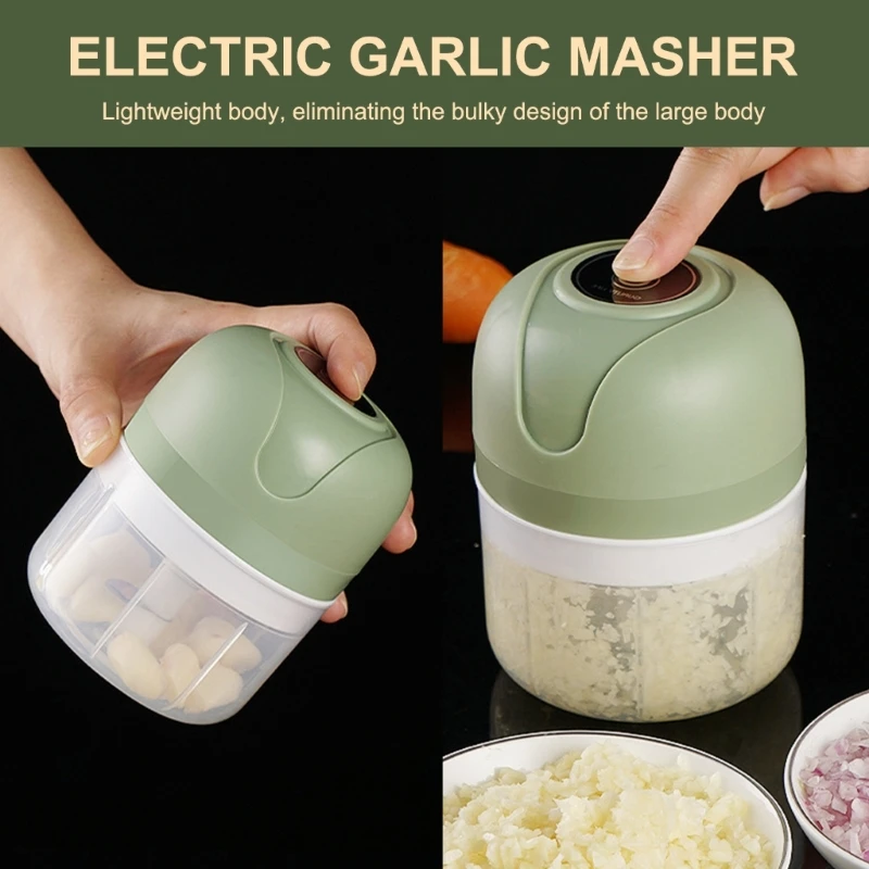 USB Small Electric Garlic Chopper Home 100ML Garlic Grinder Masher Onion Chopper Food Processor Rechargeable Food Processor