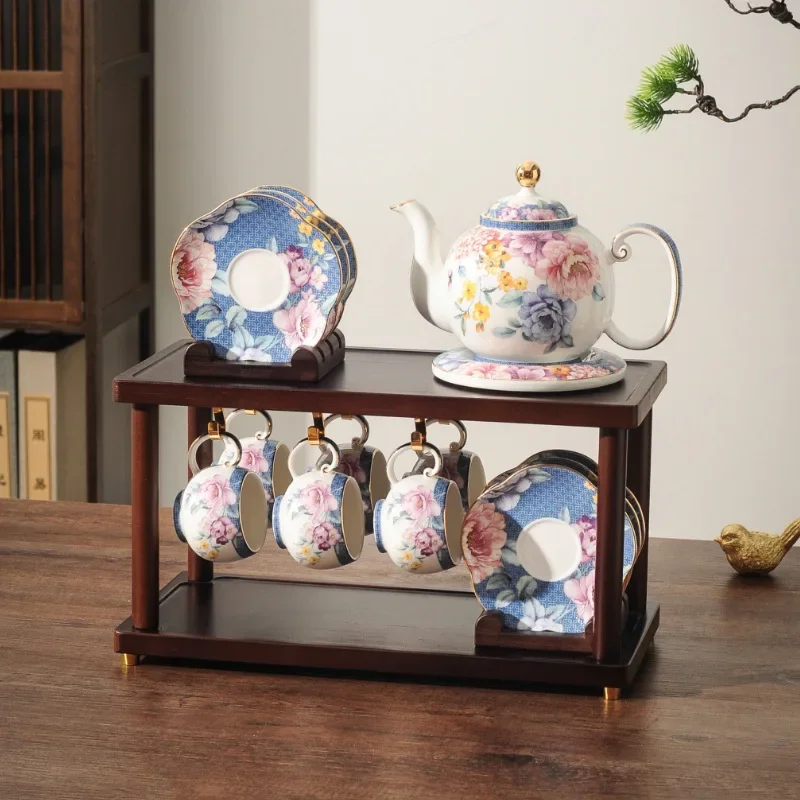 High-grade 200ml ceramic tea set, Chinese palace-style afternoon teacup, teapot, with gift box for hotel and living room use