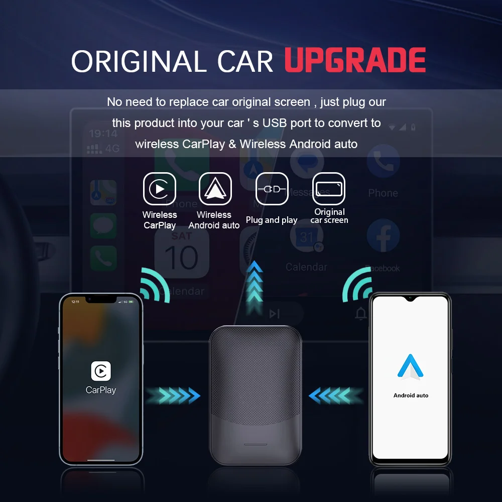 Wireless Carplay Mini 6.0 Small box Wireless Android auto Adapter Plug And play Dongle Bluetooth WiFi For Ford Toyota Volkswagen