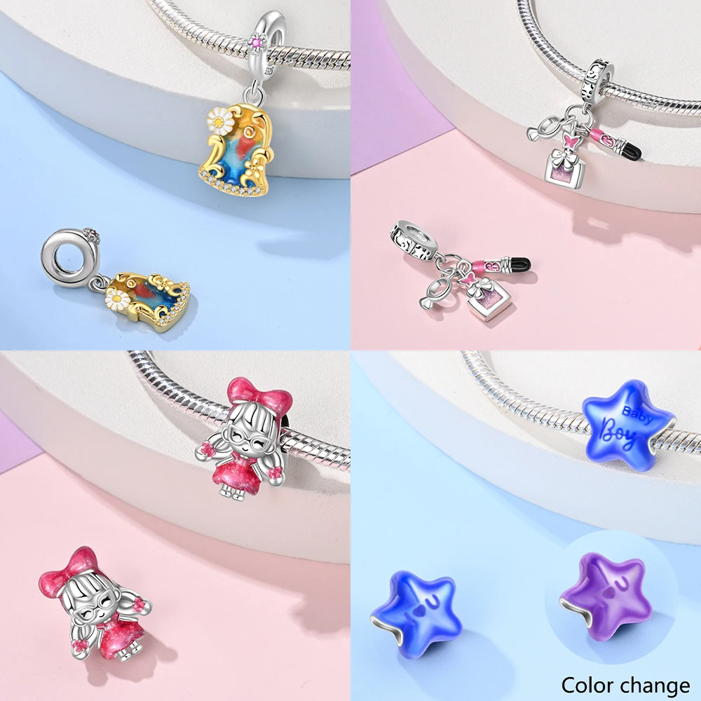 Silver Plated Original 925 Bag Charms, Butterfly  Alarm Clock Space Planet Beads Fit Original Bracelets Jewelry Gifts for Women