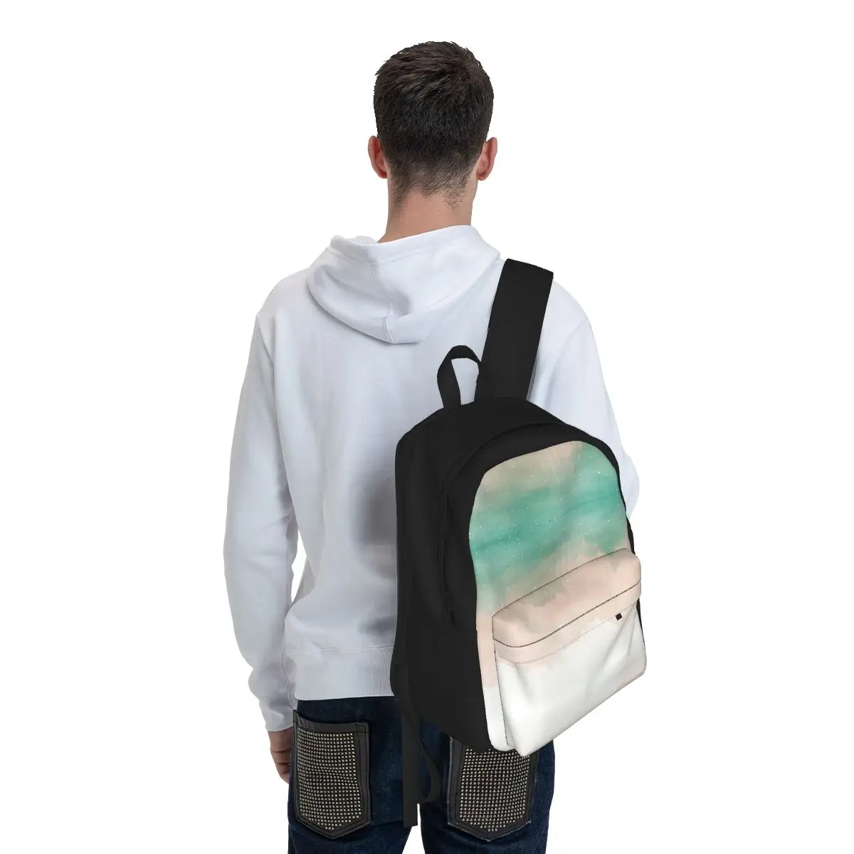 Mochila de acuarela colorida para mujer, bolso escolar de tendencia para niños, mochila para ordenador portátil, bolso de hombro de viaje de gran capacidad