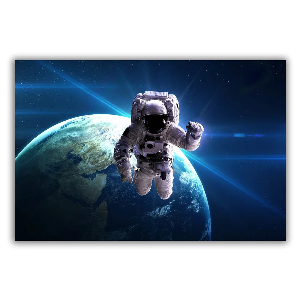 HT083 Spectacular Universe Earth And Moon Space Station Astronaut Silk Fabric Poster Art Decor Indoor Painting Gift