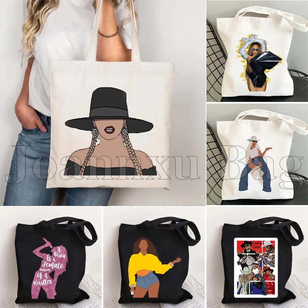 

Beyonce PORTRAIT Singer Poster Print Fan Gifts Men Women Girls Fashion Canvas Tote Bag Printed Shopper Handbag Harajuku Bags