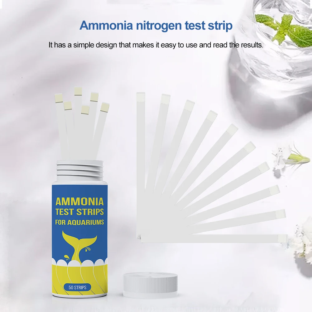 50pcs Ammonia Nitrogen Test Paper Quick Water Quality Test Strips Professional for Freshwater Saltwater Aquarium