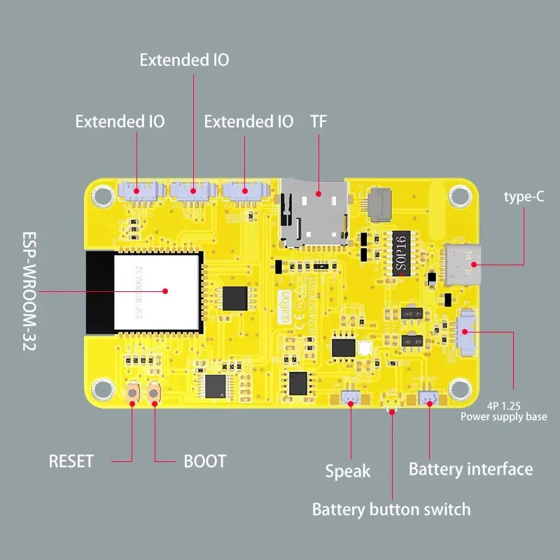 ESP32 IoT Dev Board WiFi BLE 240MHz 2.8 Inch IPS LCD 3 Touch Non Resistive Capacitive Drag App Program One-Click Auto Download