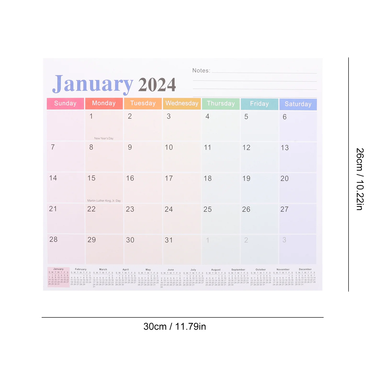 Magnetic Monthly Calendar Planner for Home Office School Use Bright Color Surface Compact Design 2024 2025