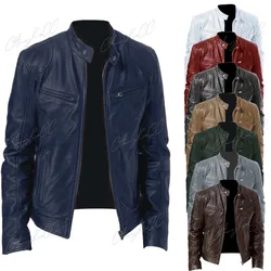 Men Brand New Spring Autumn Genuine PU Leather Jacket Streetweaar Coat Man Zipper Moto Biker Vintage Leather Jackets S-5XL