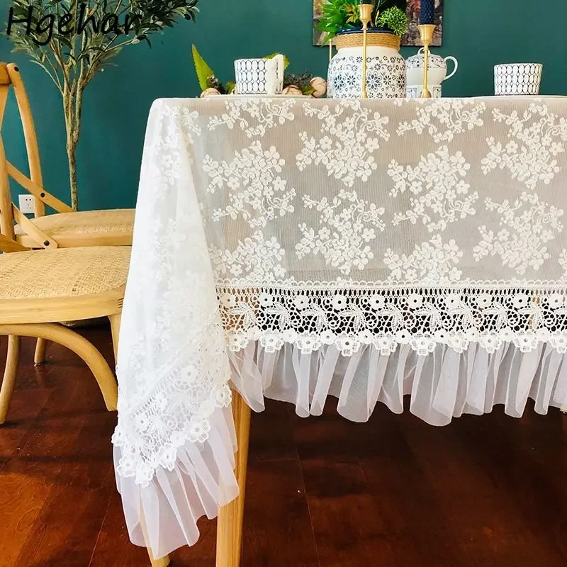 New Lace Dining Table Cloth Wedding Decor Dust-proof cloth Party Romantic Desk Covers Multi-function Nappe De  Kitchen