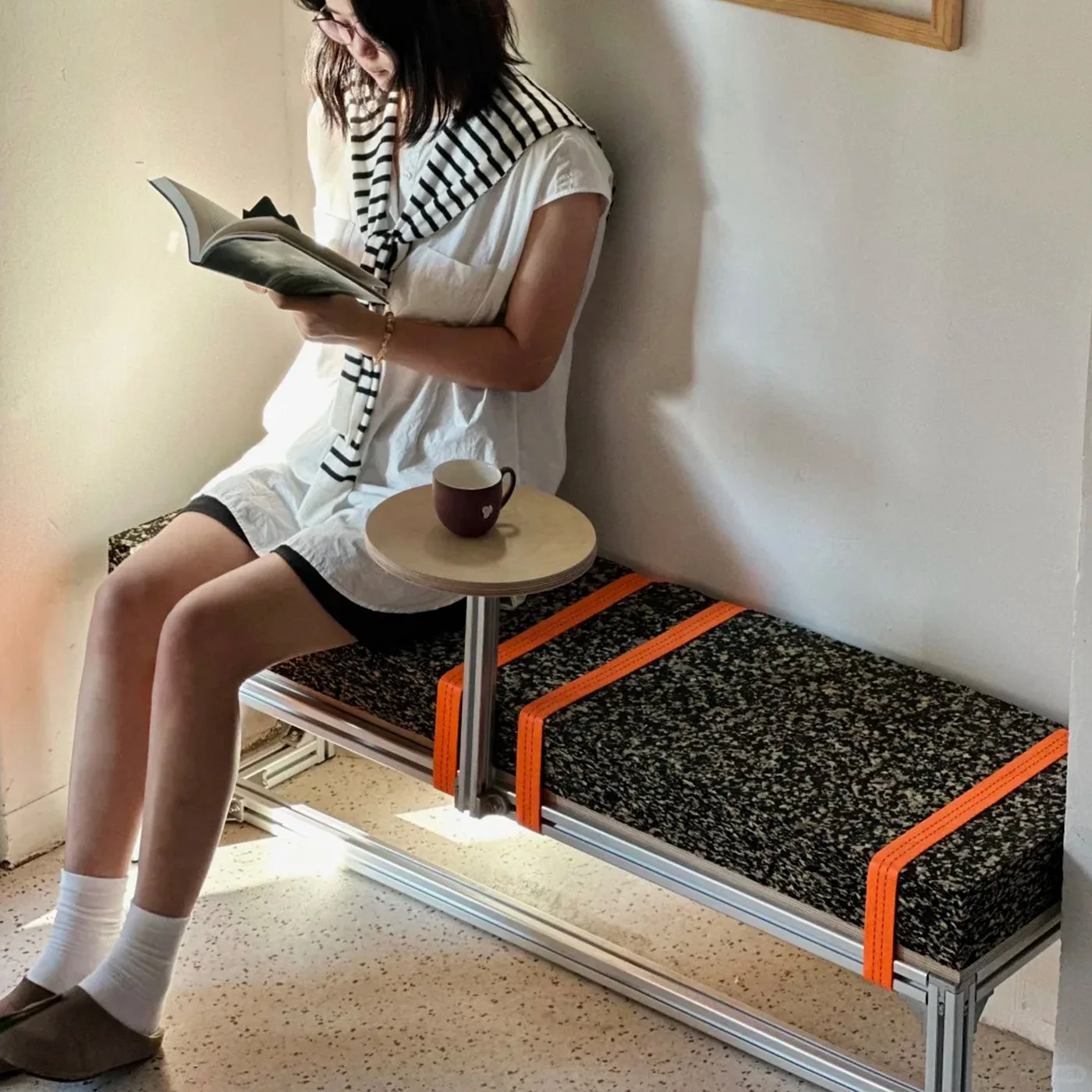 Aluminum profile coffee table bench, coffee milk tea shop leisure stool